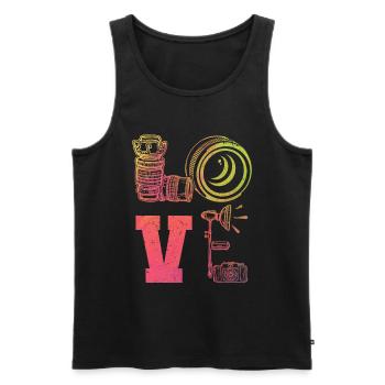 LIEBE Fotografie LIEBE Fotograf Kamerafografie - Männer Premium Bio Tank Top - Schwarz - Vorne - Michal (187cm)