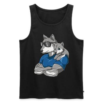 Starker Wolf mit Wolfs Kind für einen Wolf - Männer Premium Bio Tank Top - Schwarz - Vorne - Michal (187cm)