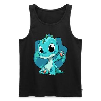Niedlicher Dino Dinosaurier Kinder - Männer Premium Bio Tank Top - Schwarz - Vorne - Michal (187cm)