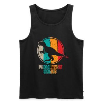 Lustige Fotografie Saurus Dinosaurier Fotograf - Männer Premium Bio Tank Top - Schwarz - Vorne - Michal (187cm)