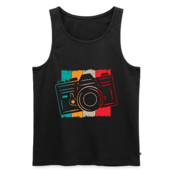 Amateurs de photographie Rétro Caméra Photographie - Débardeur bio Premium Homme - noir - Devant - AI Model Male 178 light (178cm)