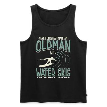 Never Underestimate An Old Man With Water Ski - Men's Premium Organic Tank Top - black - Front - AI Model Male 178 light (178cm)