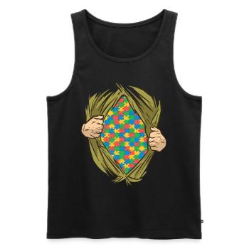 Autistic Autism Autistic - Men's Premium Organic Tank Top - black - Front - AI Model Male 178 light (178cm)