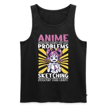 Anime Girl Manga - Débardeur bio Premium Homme - noir - Devant - Michal (187cm)