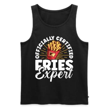 Fast Food Fries Fitten - Men's Premium Organic Tank Top - black - Front - AI Model Male 178 light (178cm)