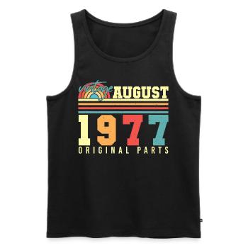 1977 August Vintage - Männer Premium Bio Tank Top - Schwarz - Vorne - Michal (187cm)