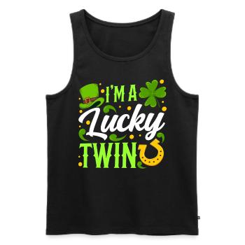I am a happy twin Ireland Irish - Men's Premium Organic Tank Top - black - Front - Michal (187cm)
