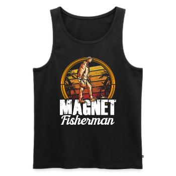 Magnet Pêcheur Aimant Pêche magnétique - Débardeur bio Premium Homme - noir - Devant - AI Model Male 178 light (178cm)