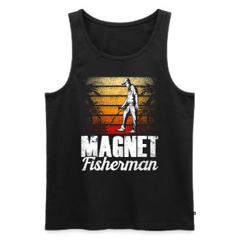 Magnet Pêcheur Aimant Pêche magnétique - Débardeur bio Premium Homme - noir - Devant - AI Model Male 178 light (178cm)