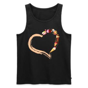 Ice Cream Heart Cone Popsicle - Männer Premium Bio Tank Top - Schwarz - Vorne - Michal (187cm)
