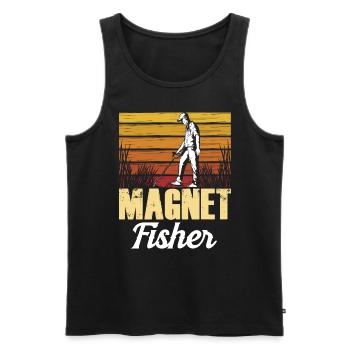 Aimant de pêche magnétique pour pêcheurs magnétique - Débardeur bio Premium Homme - noir - Devant - AI Model Male 178 light (178cm)