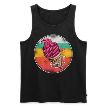 Ice Cream Retro Vintage Cone - Men's Premium Organic Tank Top - black - Front - Michal (187cm)