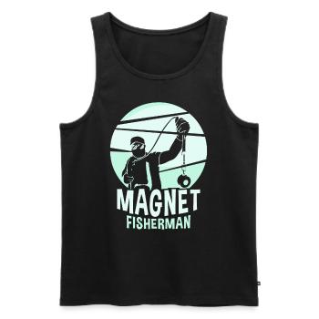 Aimant de pêche magnétique pour pêcheurs magnétique - Débardeur bio Premium Homme - noir - Devant - AI Model Male 178 light (178cm)