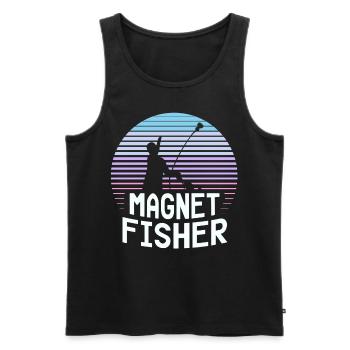 Magnet Pêcheur Aimant Pêche magnétique - Débardeur bio Premium Homme - noir - Devant - AI Model Male 178 light (178cm)