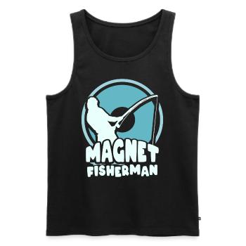 Aimant de pêche magnétique pour pêcheurs magnétique - Débardeur bio Premium Homme - noir - Devant - AI Model Male 178 light (178cm)