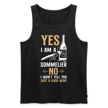 Dégustation de vin de sommelier - Débardeur bio Premium Homme - noir - Devant - Michal (187cm)