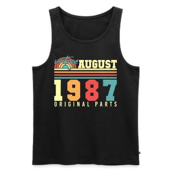 Salutations d’anniversaire pour 1987 août - Débardeur bio Premium Homme - noir - Devant - AI Model Male 178 light (178cm)
