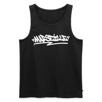 Marseille City Graffiti Street Art Handstyle Franc - Männer Premium Bio Tank Top - Schwarz - Vorne - Michal (187cm)