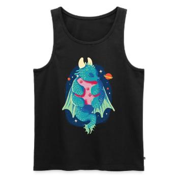 Niedliche Drachenbaby mythische Raum -Aquarell -Ma - Männer Premium Bio Tank Top - Schwarz - Vorne - Michal (187cm)
