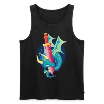 Niedliche Drachenfantasieschwert Mythische Kreatur - Männer Premium Bio Tank Top - Schwarz - Vorne - Michal (187cm)