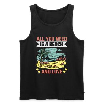 Strandurlaub am Meer Design Strandmotiv - Männer Premium Bio Tank Top - Schwarz - Vorne - Michal (187cm)