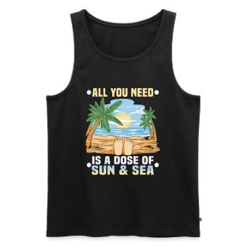 Strandurlaub am Meer Design Strandmotiv - Männer Premium Bio Tank Top - Schwarz - Vorne - Michal (187cm)