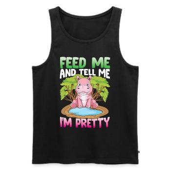 Feed Me And Tell Me I'm Pretty für eine Nilpferd - Männer Premium Bio Tank Top - Schwarz - Vorne - Michal (187cm)