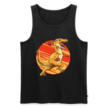 Brachiosaurus Dinosaurier Astronaut Dino Langhals - Männer Premium Bio Tank Top - Schwarz - Vorne - Michal (187cm)