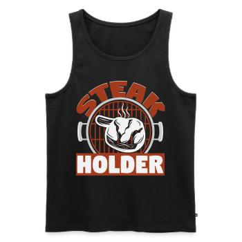 Steak Holder Grilling Master - Men's Premium Organic Tank Top - charcoal grey - Front - Alexander (188cm)