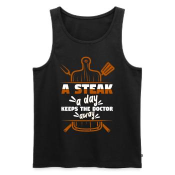 A Steak A Day Keeps The Doctor Away - Men's Premium Organic Tank Top - black - Front - Michal (187cm)