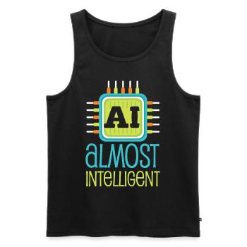 AI Almost Intelligent AI Humor - Men's Premium Organic Tank Top - black - Front - AI Model Male 178 light (178cm)