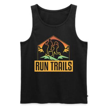 Run Trails Mountains Sunset Trailrunning - Men's Premium Organic Tank Top - black - Front - Michal (187cm)