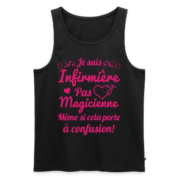 Je suis infirmière pas magicienne Cadeau Humour - Débardeur bio Premium Homme - noir - Devant - AI Model Male 178 light (178cm)