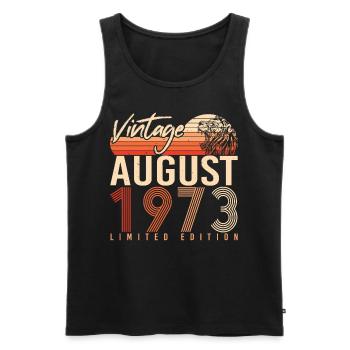 1973 August Vintage - Men's Premium Organic Tank Top - black - Front - Michal (187cm)