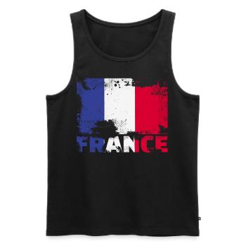 Frankreich Flagge Vintage Distressed French Grunge - Männer Premium Bio Tank Top - Schwarz - Vorne - Michal (187cm)