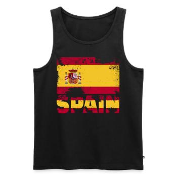 Spanienflagge Vintage Distressed Espana Grunge Rei - Männer Premium Bio Tank Top - Schwarz - Vorne - Michal (187cm)
