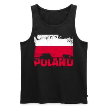 Polen Flagge Vintage Distressed Polnic Grunge Trav - Männer Premium Bio Tank Top - Schwarz - Vorne - Michal (187cm)
