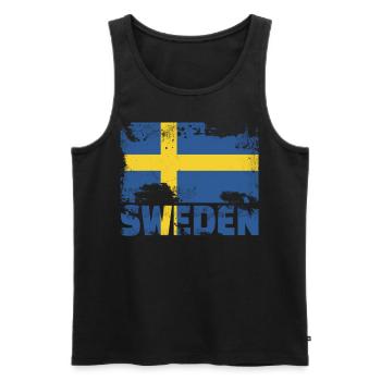 Schweden Flagge Vintage Distressed Swedish Grunge - Männer Premium Bio Tank Top - Schwarz - Vorne - Michal (187cm)