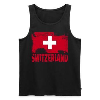 Schweiz Flagge Vintage Distressed Swiss Grunge Tra - Männer Premium Bio Tank Top - Schwarz - Vorne - Michal (187cm)