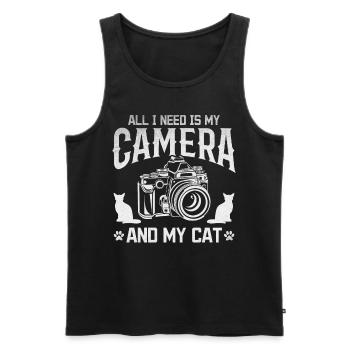 Fotografie Alles was ich brauche ist meine Kamera - Männer Premium Bio Tank Top - Schwarz - Vorne - Michal (187cm)