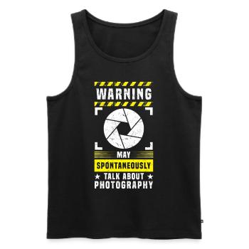 Photo warning can spontaneously talk about photography - Men's Premium Organic Tank Top - black - Front - AI Model Male 178 light (178cm)