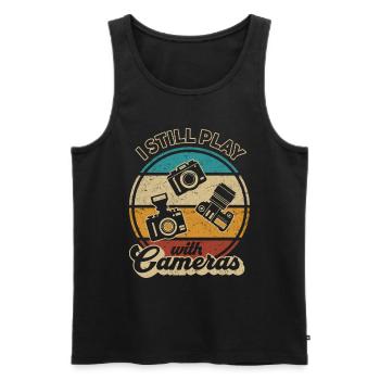 Fotograf spielt immer noch mit Kameras Fotografie - Männer Premium Bio Tank Top - Schwarz - Vorne - AI Model Male 178 light (178cm)