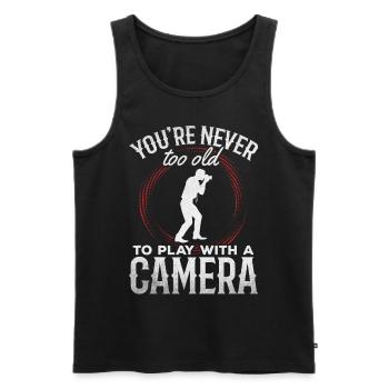 Du bist nie zu alt, um mit einem Kamerafotografen - Männer Premium Bio Tank Top - Schwarz - Vorne - AI Model Male 178 light (178cm)