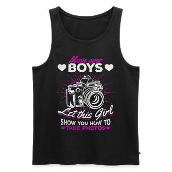 Let this girl show you how to - Men's Premium Organic Tank Top - black - Front - AI Model Male 178 light (178cm)