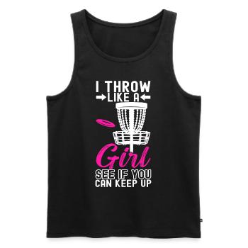 Disc Golf Disc Golfer - Men's Premium Organic Tank Top - black - Front - AI Model Male 178 light (178cm)