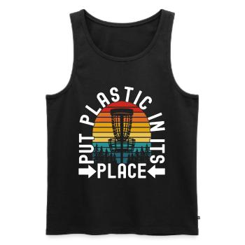 Disc Golf Disc Golfer - Men's Premium Organic Tank Top - black - Front - AI Model Male 178 light (178cm)