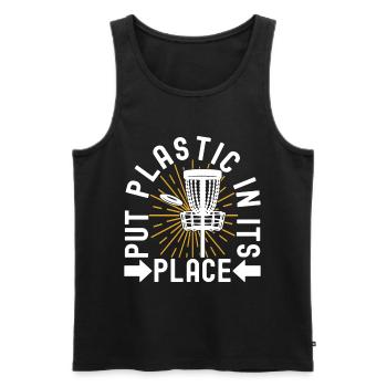 Disc Golf Disc Golfer - Men's Premium Organic Tank Top - black - Front - AI Model Male 178 light (178cm)