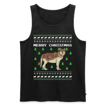 Wolf Ugly Christmas Weihnachten Geschenk Xmas - Männer Premium Bio Tank Top - Schwarz - Vorne - AI Model Male 178 light (178cm)