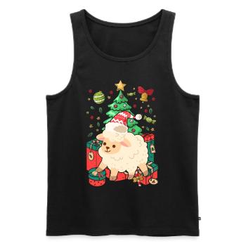 Ugly Christmas Schaf Muster Strick Xmas Christkind - Männer Premium Bio Tank Top - Schwarz - Vorne - Michal (187cm)