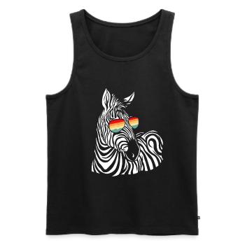 Zebra Gift Black and White Safari Savannah Steppe - Men's Premium Organic Tank Top - black - Front - Michal (187cm)